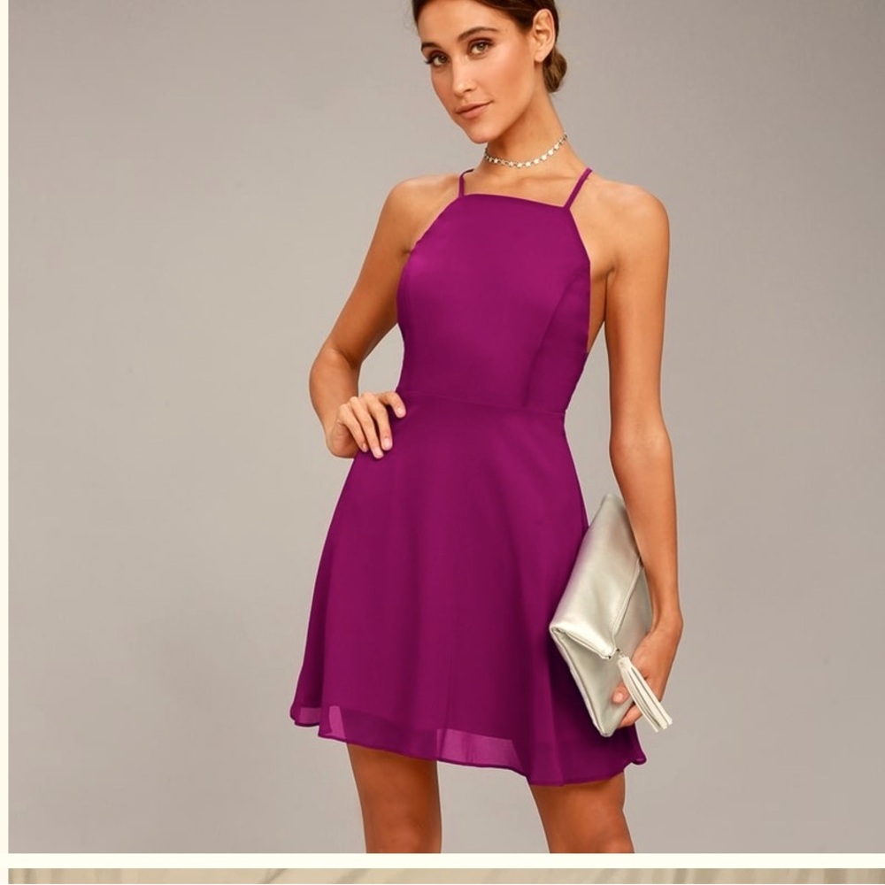 Lil  MAGENTA BACKLESS Dress Gorgeous Sz XS/S